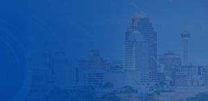 San Antonio, Texas city view blue banner