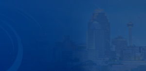 San Antonio, Texas city view blue banner